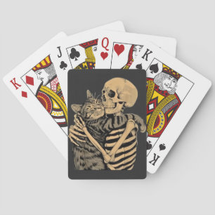 Skeleton Hugging Cat – Cute Gothic Cat Lover Gift Playing Cards