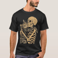 Skeleton Hugging Cat – Cute Gothic Cat Lover Gift