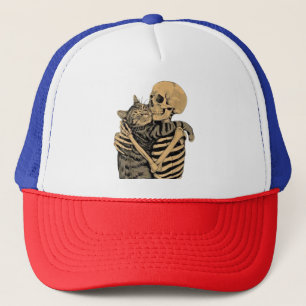 Skeleton Hugging Cat – Cute Gothic Cat Lover Gift Trucker Hat