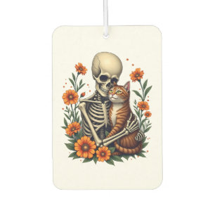 Skeleton Hugging Cat Floral Halloween Cats Lover Air Freshener