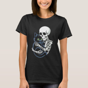 Skeleton Hugging Cat For Men Funny Halloween Cats T-Shirt
