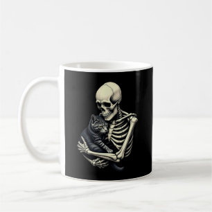 Skeleton Hugging Cat Funny Halloween Cat Lover Coffee Mug