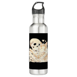 Skeleton Hugging Cat Halloween Cat Lover Cat Mom D 710 Ml Water Bottle
