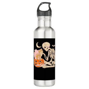 Skeleton Hugging Cat Halloween Cat Lover Cat Mom D 710 Ml Water Bottle