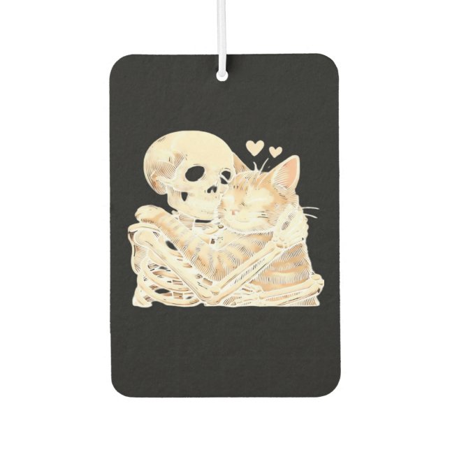 Skeleton Hugging Cat Halloween Cat Lover Cat Mom D Air Freshener (Front)