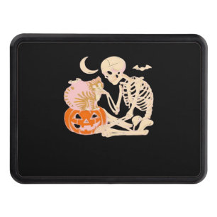 Skeleton Hugging Cat Halloween Cat Lover Cat Mom D Trailer Hitch Cover