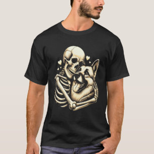 Skeleton Hugging Dog Halloween German Shepherd Lov T-Shirt