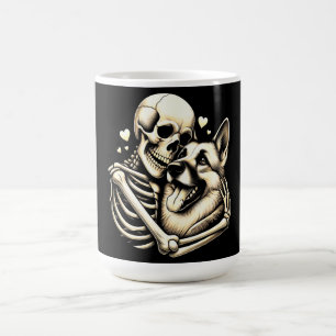 Skeleton Hugging Dog Halloween German Shepherd Magic Mug