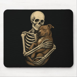 Skeleton Hugging Pittie Dog Pit Bull Funny Mouse Pad