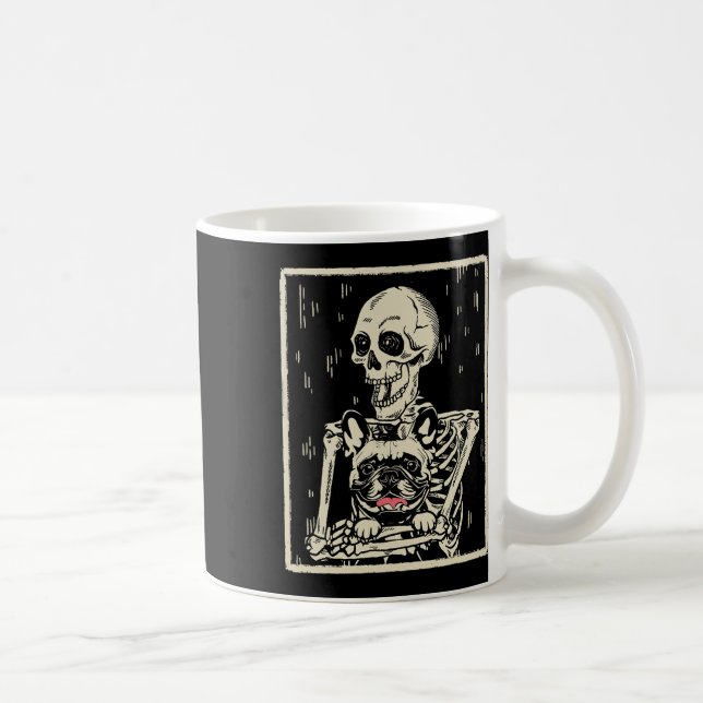 Skeleton Hugs French Bulldog Halloween Dog Lover  Coffee Mug (Right)