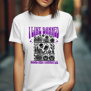 Skeleton I Read Banned Books Halloween T-Shirt
