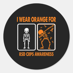 Skeleton I Wear Orange For Rsd Crps Awareness Classic Round Sticker