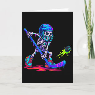 Skeleton Ice Hockey Drip Ice Cream Drip  Card