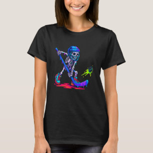 Skeleton Ice Hockey Drip Ice Cream Drip T-Shirt