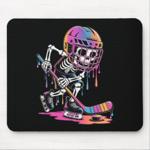 Skeleton Ice Hockey Drip Youth Boys Kids Dripping Mouse Pad