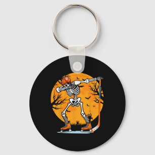 Skeleton Ice Hockey Halloween Boys Dabbing Hallowe Keychain