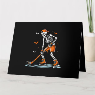 Skeleton Ice Hockey Halloween Boys Funny Halloween Card