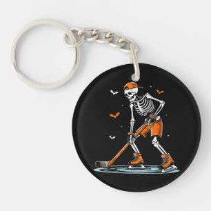 Skeleton Ice Hockey Halloween Boys Funny Halloween Keychain