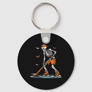 Skeleton Ice Hockey Halloween Boys Funny Halloween Keychain