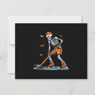 Skeleton Ice Hockey Halloween Boys Funny Halloween RSVP Card