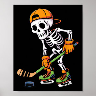 Skeleton Ice Hockey Halloween Costume Men Boys Hoc Poster