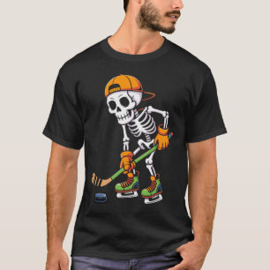 Skeleton Ice Hockey Halloween Costume Men Boys Hoc T-Shirt