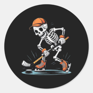 Skeleton Ice Hockey Halloween Costume Men Boys Kid Classic Round Sticker