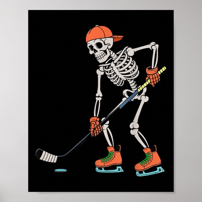 Skeleton Ice Hockey Halloween Costume Men Boys Kid Poster (Front)