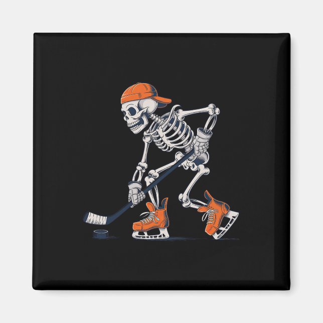 Skeleton Ice Hockey Halloween  Magnet (Front)