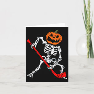 Skeleton Ice Hockey Halloween Pumpkin Hockey Mens  Card