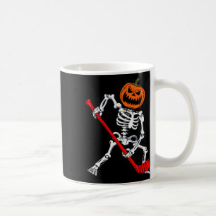 Skeleton Ice Hockey Halloween Pumpkin Hockey Mens  Coffee Mug