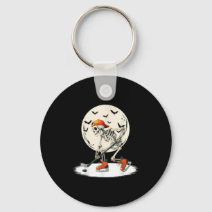 Skeleton Ice Hockey Moon Halloween Men Boys Kids Keychain