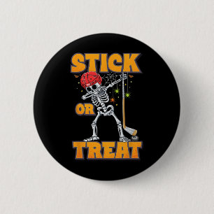 Skeleton Ice Hockey Player Halloween Costume Boys 2 Inch Round Button