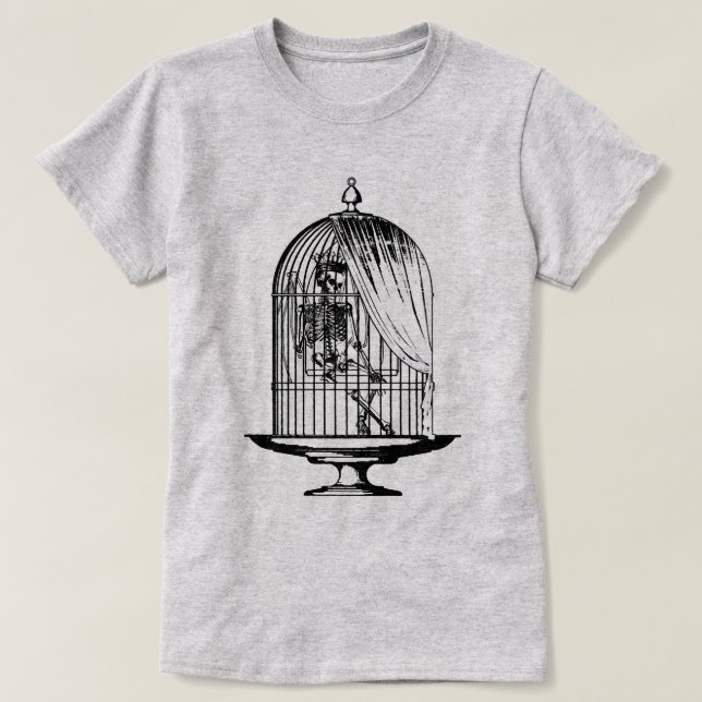 Skeleton in a Birdcage T-Shirt (Design Front)