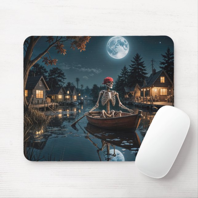 Skeleton In a Rowboat Mouse Pad (With Mouse)