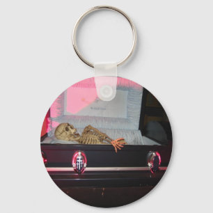 skeleton in coffin keychain