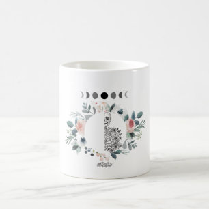 Skeleton in Flowers with Moon Phases Coffee Mug