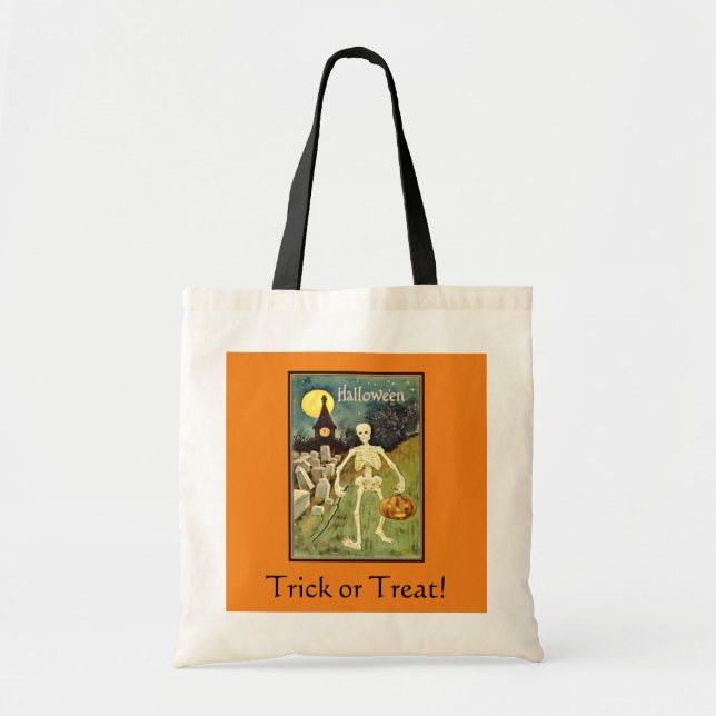 Skeleton in Graveyard Trick or Treat Bag (Front)