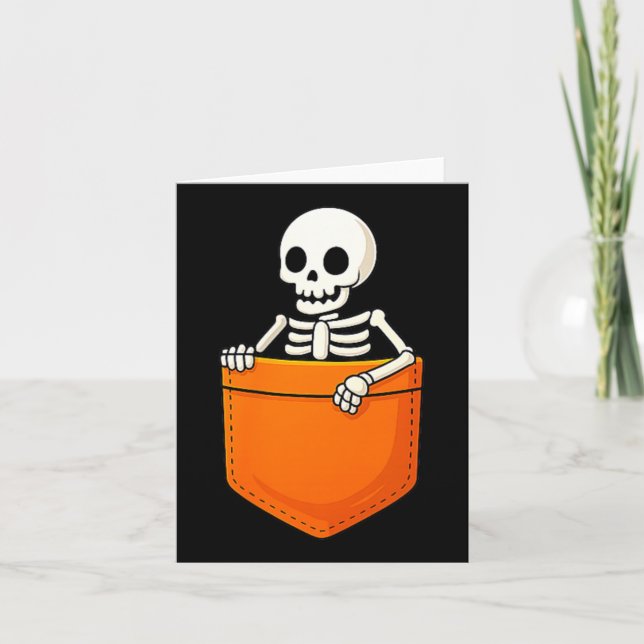 Skeleton In Poc Halloween Spooky Funny Skull Card (Front)