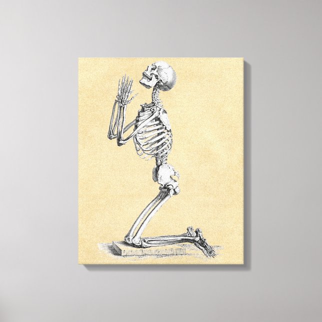 Skeleton in Prayer Canvas Print (Front)