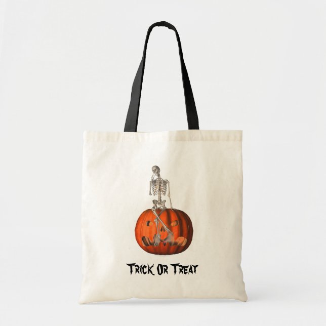 Skeleton Jack-o'-lantern Halloween Sac fourre-tout (Devant)