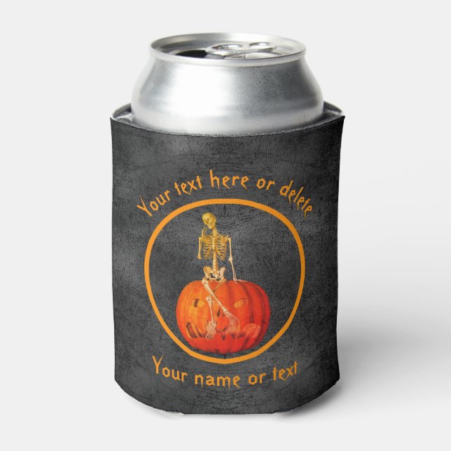 Skeleton Jack- O'-Lantern Personalized  Can Cooler (Can Front)