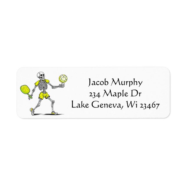 Skeleton Jouer au Pickleball amusant (Devant)