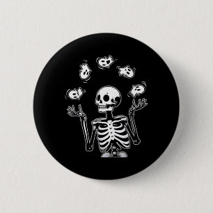 Skeleton Juggling Ghosts Funny Halloween Costume 2 Inch Round Button