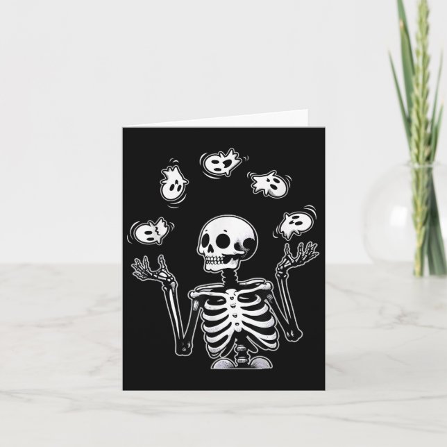 Skeleton Juggling Ghosts Funny Halloween Costume  Card (Front)