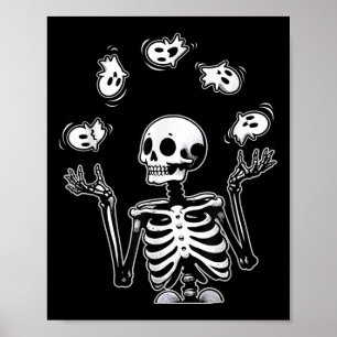 Skeleton Juggling Ghosts Funny Halloween Costume  Poster