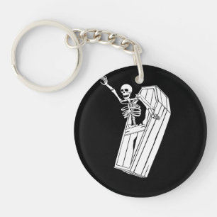 Skeleton Jumping out of Casket on a  Keychain