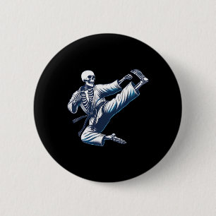 Skeleton Karate Kick Martial Arts Kickboxing Mma F 2 Inch Round Button