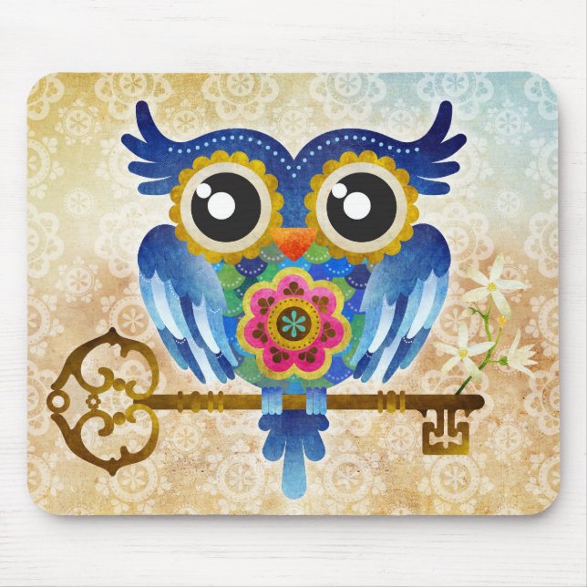 Skeleton Key Owl Mouse Pad (Front)