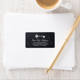 Skeleton Key   Rustic Chalkboard New Address Label